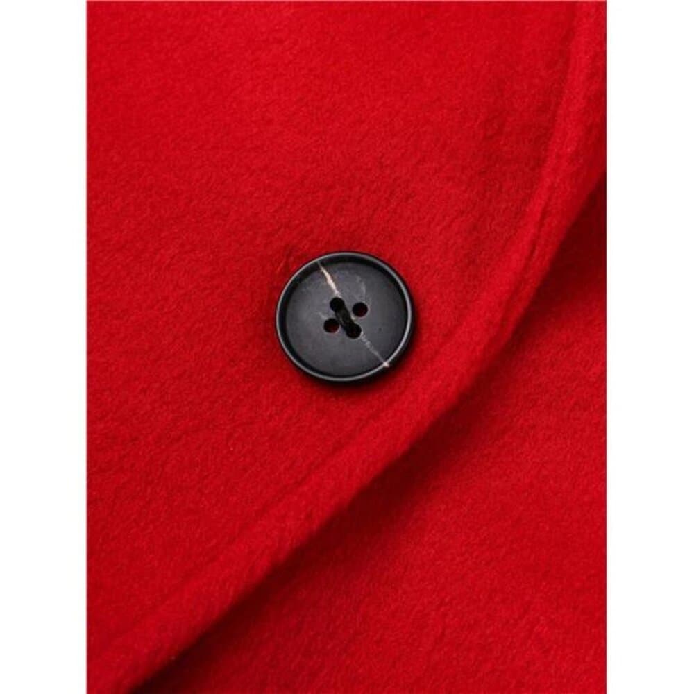 Women's Winter Wool Coat Single-Breasted Pea Coat Casual Long Lapel Work - Thumbnail 5