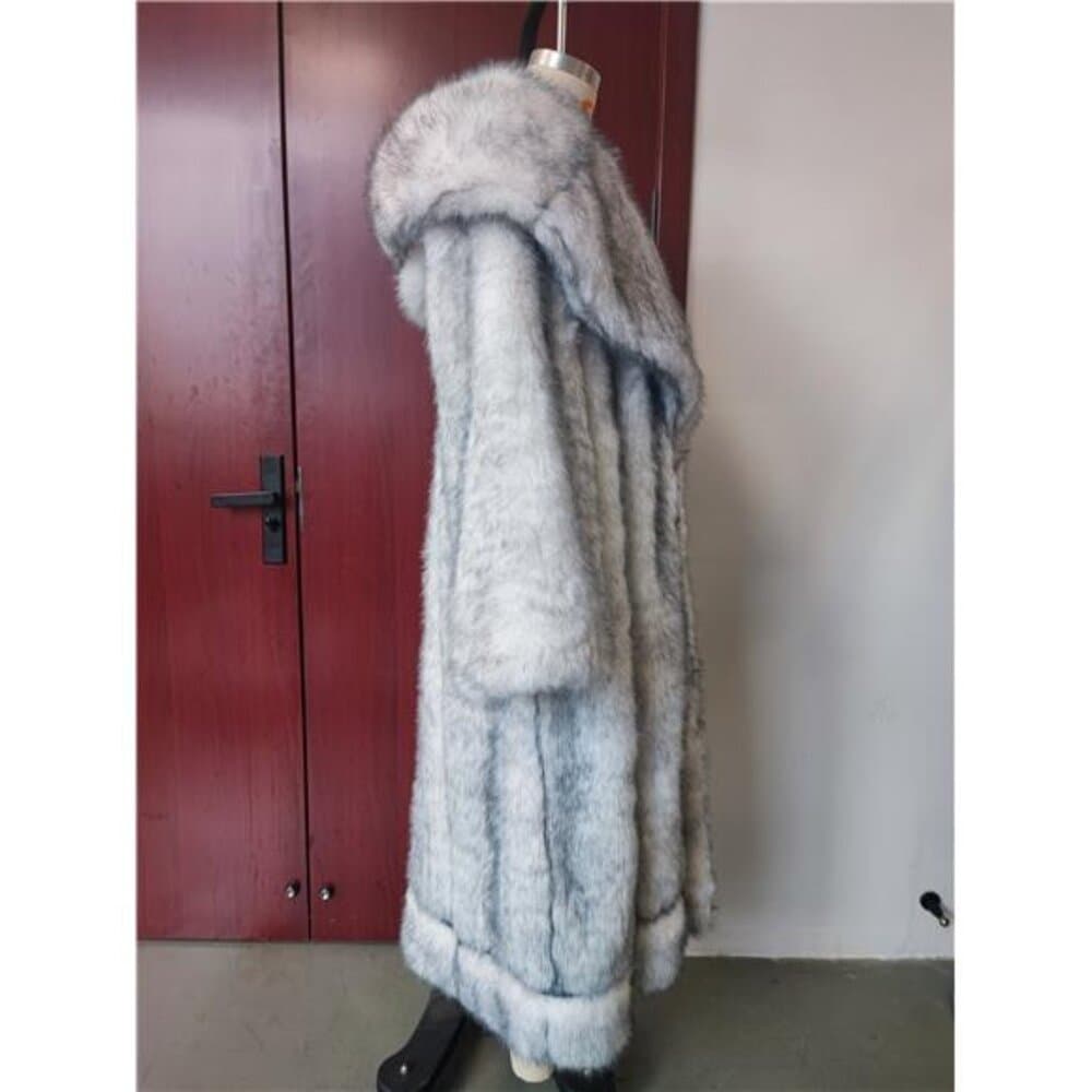 Winter Fashion Fomen's Fur Coat Long Hooded Women's Thick Thermal Coat Fluffy - Thumbnail 5