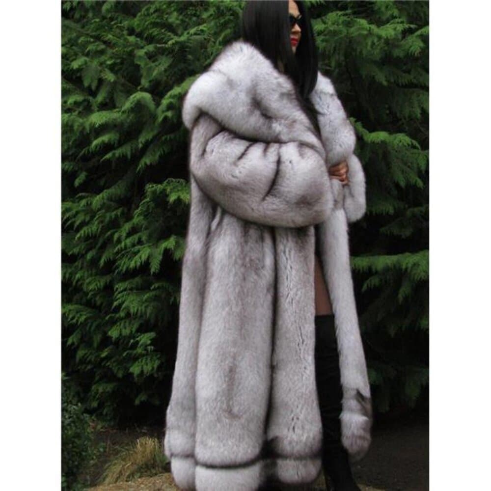 Winter Fashion Fomen's Fur Coat Long Hooded Women's Thick Thermal Coat Fluffy - Thumbnail 2