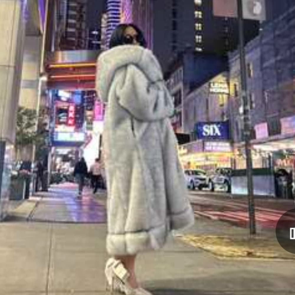 Winter Fashion Fomen's Fur Coat Long Hooded Women's Thick Thermal Coat Fluffy - Thumbnail 12