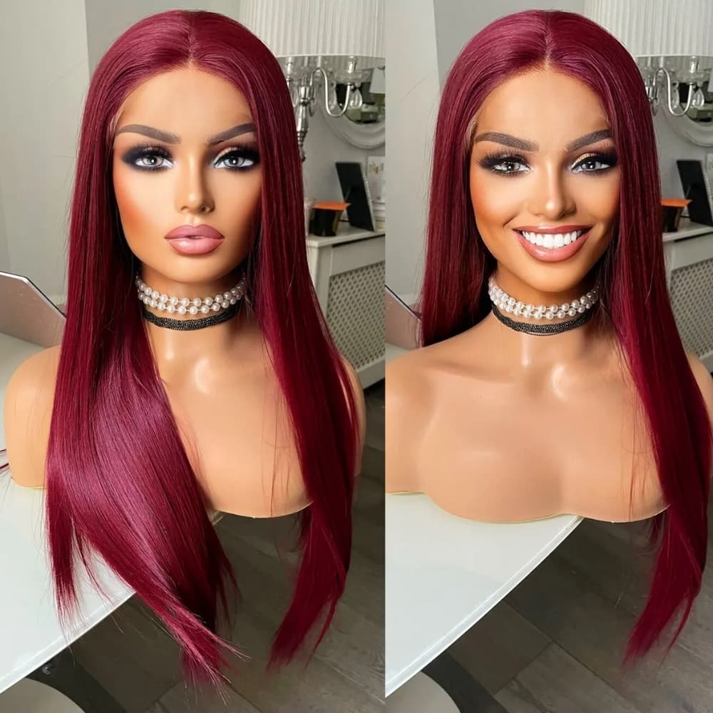 Dark Red Beautiful Lace Front Wig - Thumbnail 4