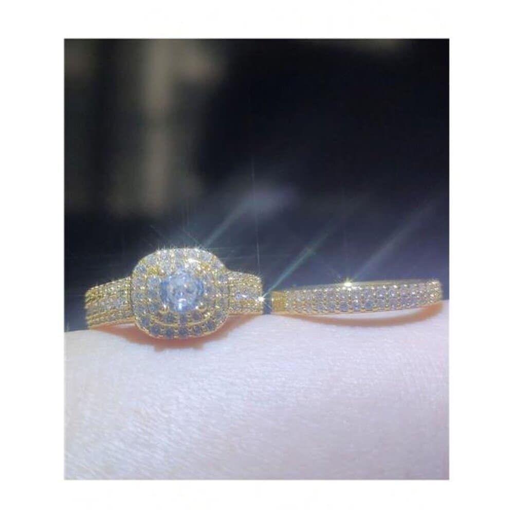 Men's Stainless Steel Ring & 2pcs Women's Fully Paved Shiny Cubic Zirconia - Thumbnail 3