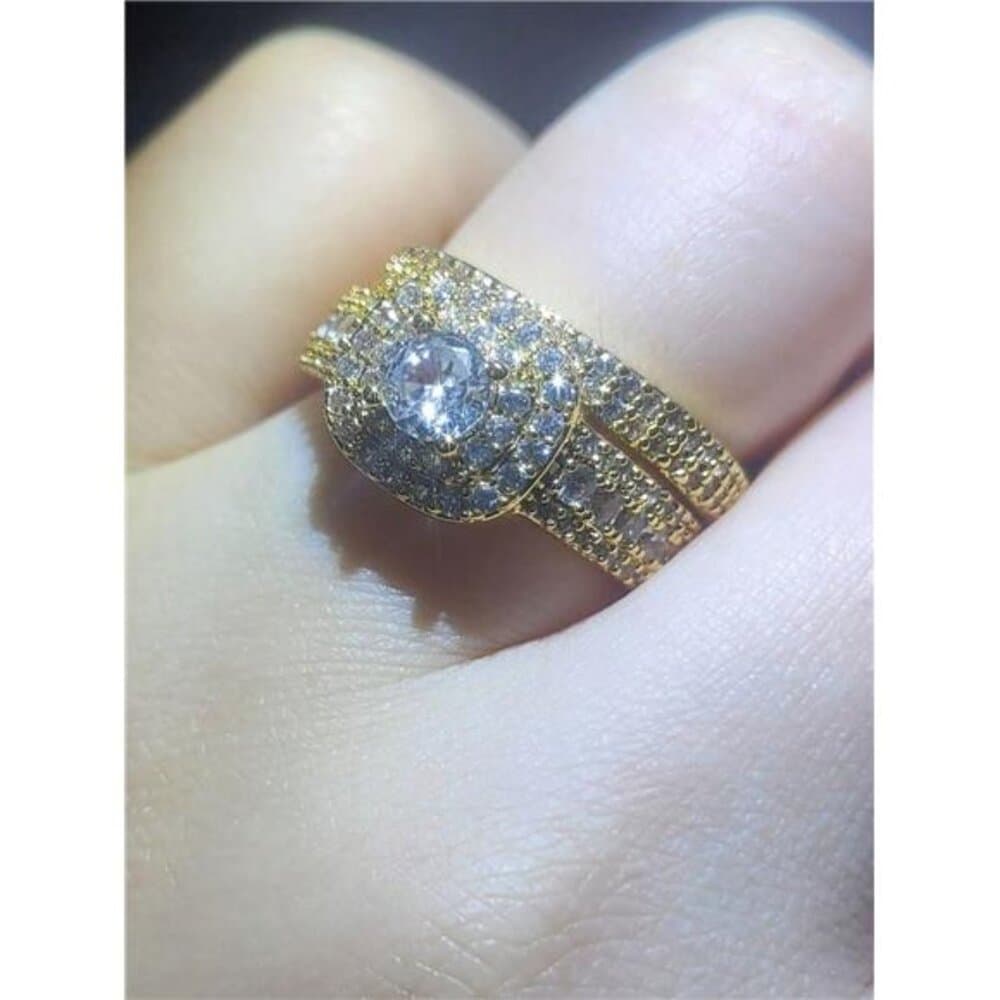 Men's Stainless Steel Ring & 2pcs Women's Fully Paved Shiny Cubic Zirconia - Thumbnail 5