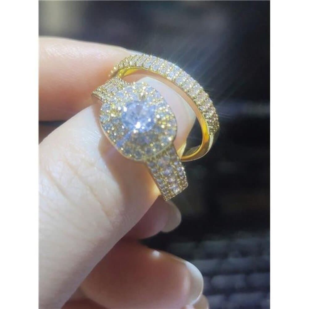 Men's Stainless Steel Ring & 2pcs Women's Fully Paved Shiny Cubic Zirconia - Thumbnail 4