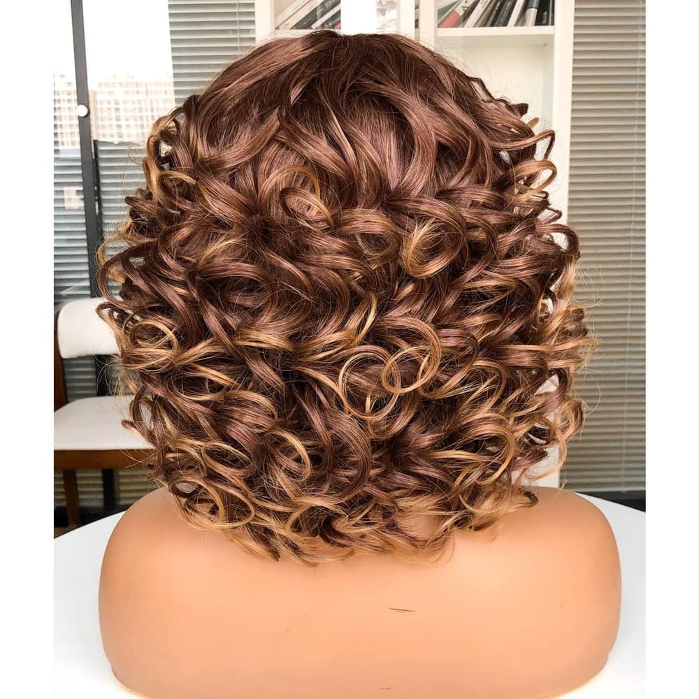 Brown Blonde Big Curly Full Wig - Thumbnail 2