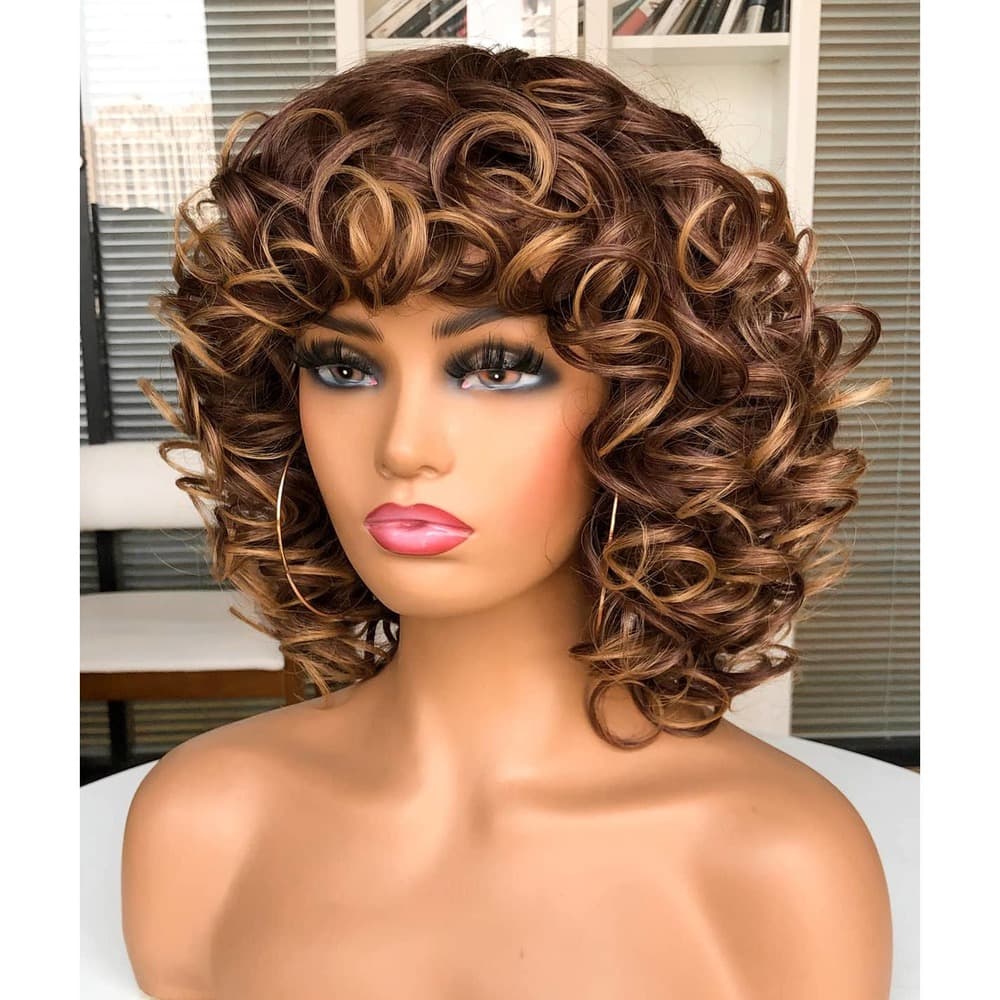 Brown Blonde Big Curly Full Wig - Thumbnail 6
