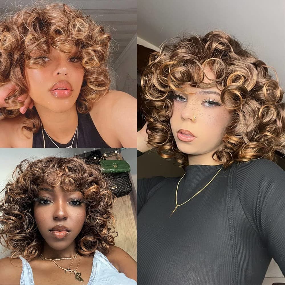 Brown Blonde Big Curly Full Wig