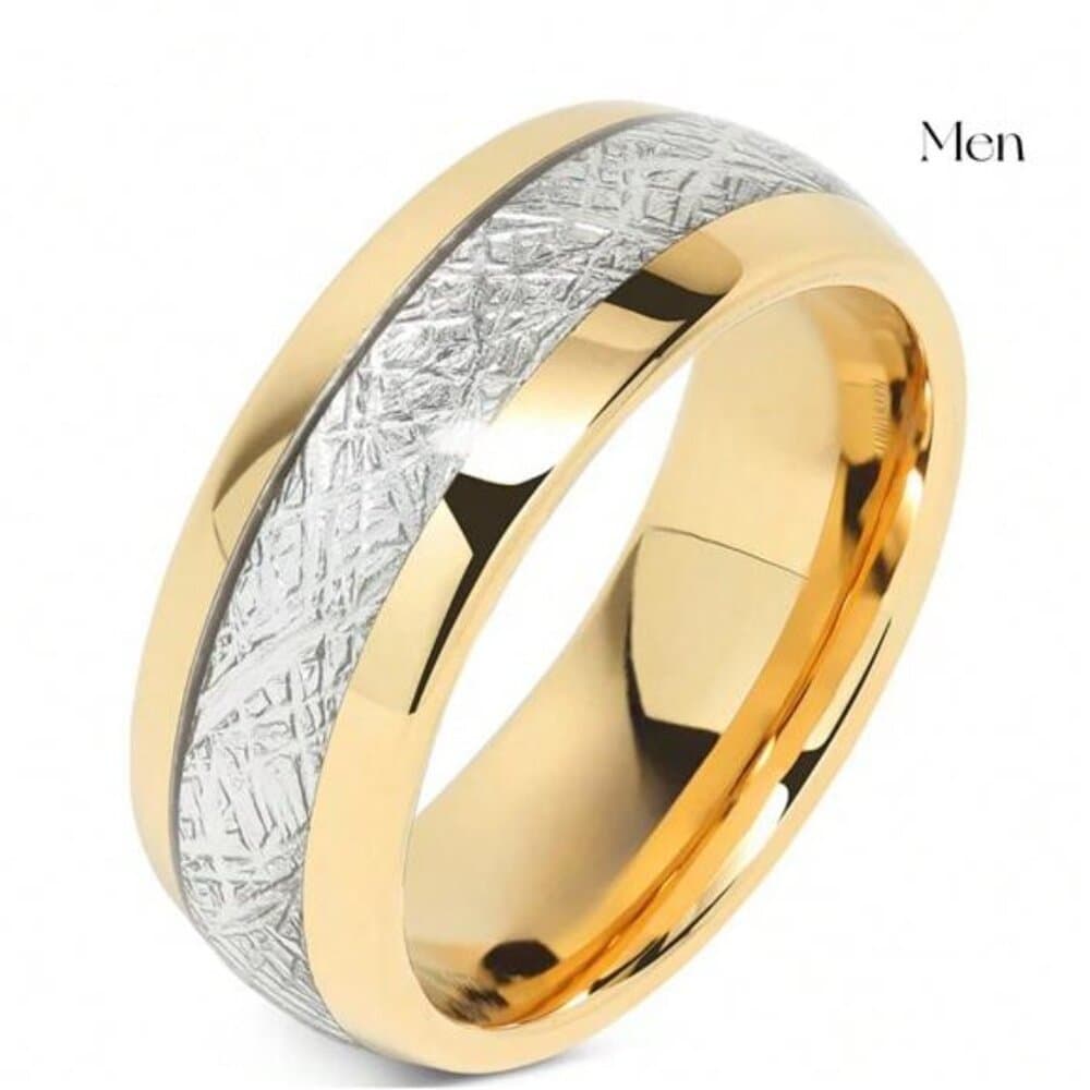 Men's Stainless Steel Ring & 2pcs Women's Fully Paved Shiny Cubic Zirconia - Thumbnail 11