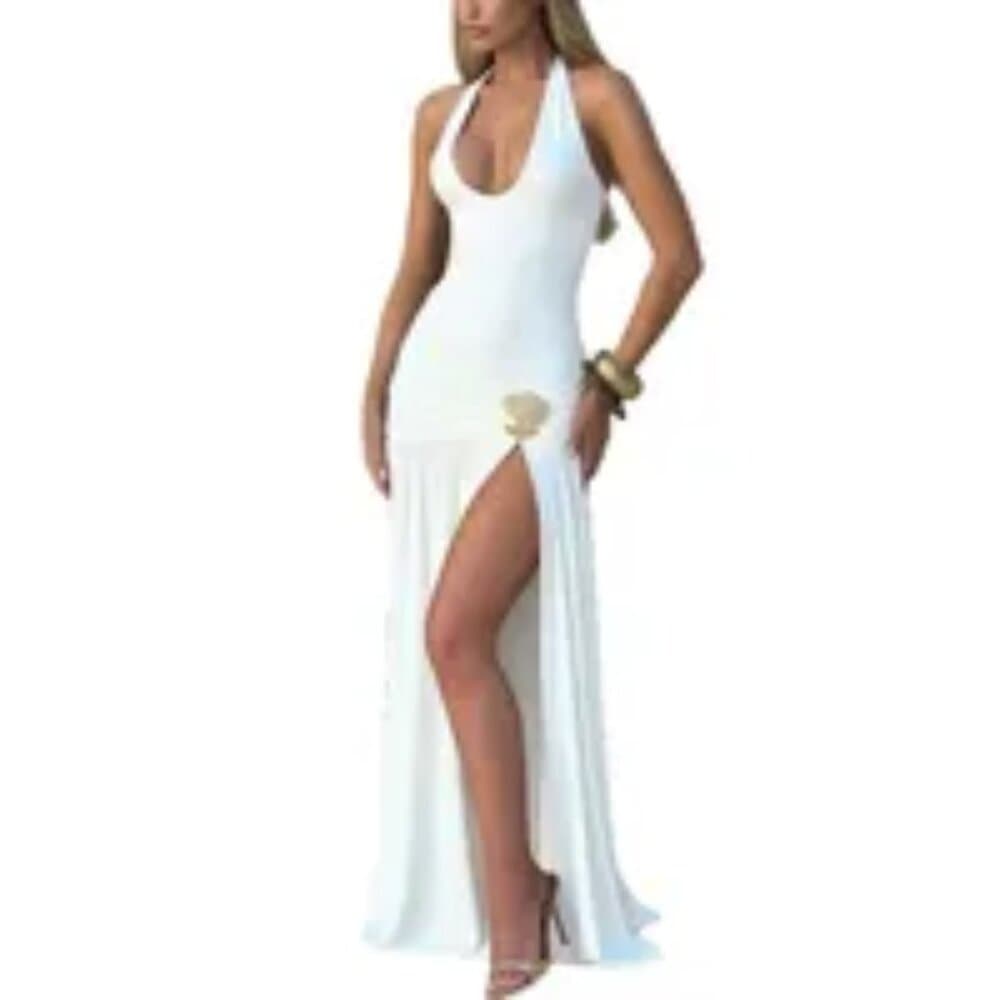 Sexy Strapless Folded Hem Split Long Dress European Women's Fashion Summer New - Thumbnail 5