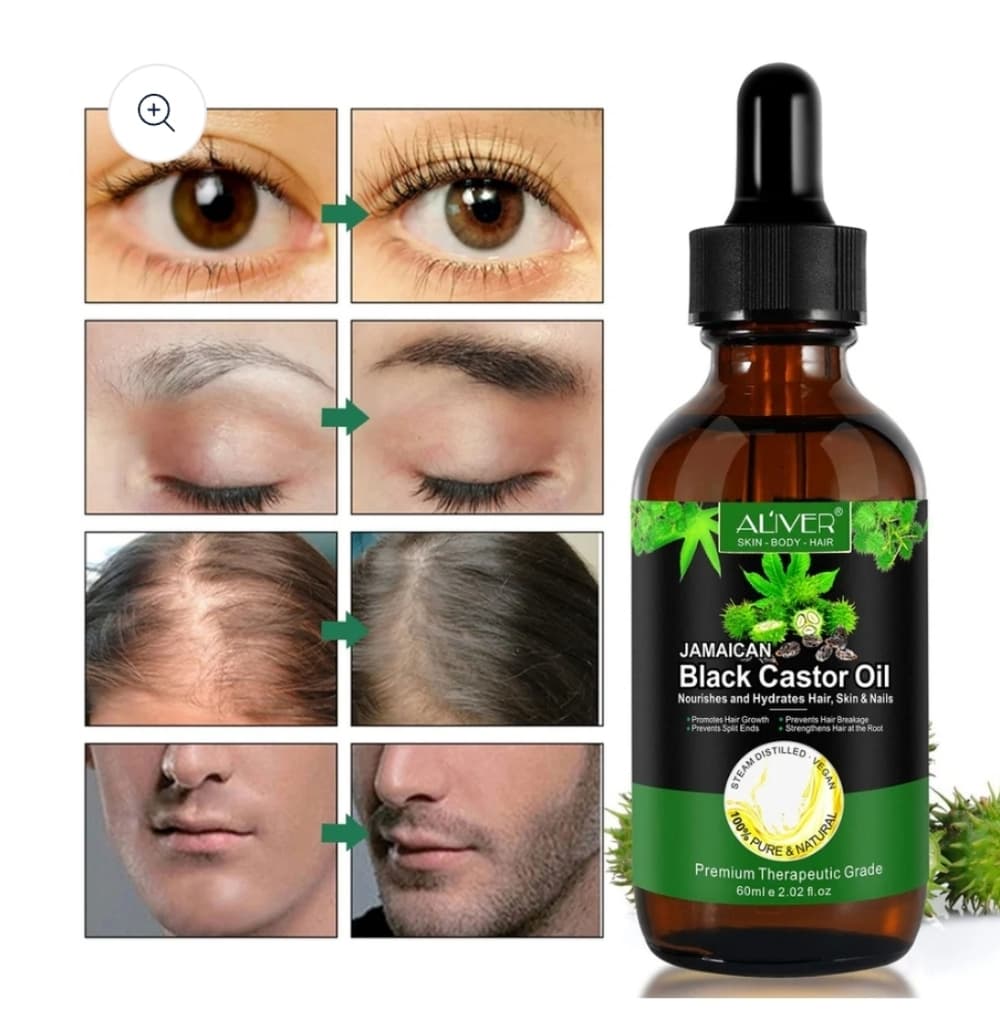 ALIVER Castor Oil Natural Massage Oil Moisturizing Jamaican Black Castor for - Thumbnail 10