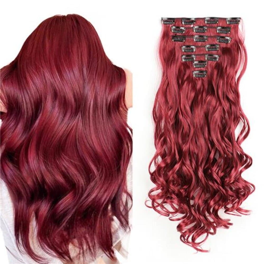 Beautiful Clip In Hair Extensions 7 PCS Full Head 22 Inch Long Curly Wavy - Thumbnail 11