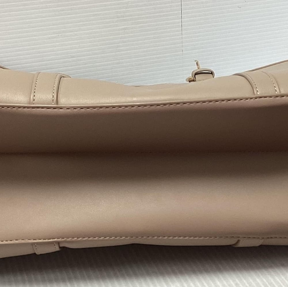 This is a Lucasech beige faux leather tote/laptop bag featuring an adjustable st - Thumbnail 3