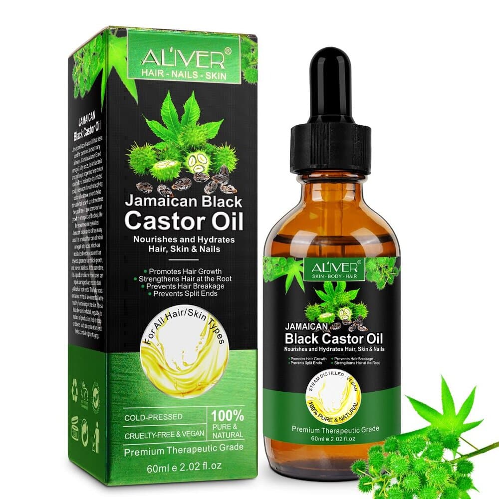 ALIVER Castor Oil Natural Massage Oil Moisturizing Jamaican Black Castor for - Thumbnail 2