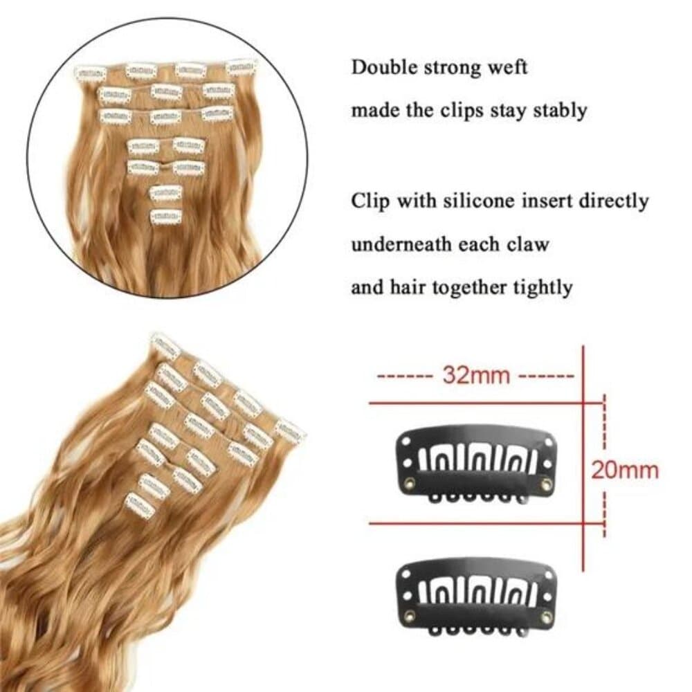 Clip In Hair Extensions 7 PCS Full Head 22 Inch Long Curly Wavy Hair - Thumbnail 3