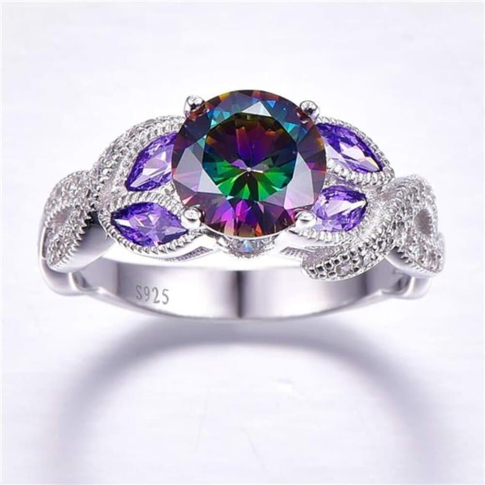 3.6ct 925 Sterling Silver Created Women's Rainbow Topaz|Sapphire|Aquamarine