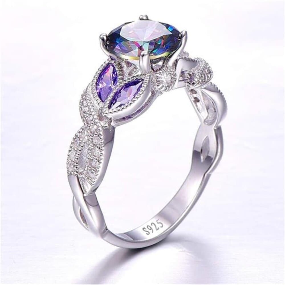 3.6ct 925 Sterling Silver Created Women's Rainbow Topaz|Sapphire|Aquamarine - Thumbnail 2