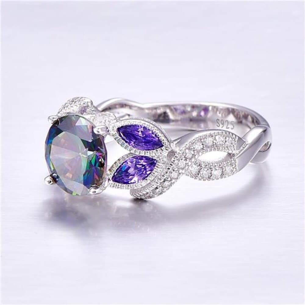 3.6ct 925 Sterling Silver Created Women's Rainbow Topaz|Sapphire|Aquamarine - Thumbnail 3