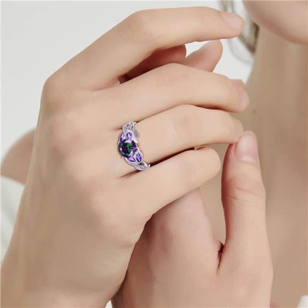 3.6ct 925 Sterling Silver Created Women's Rainbow Topaz|Sapphire|Aquamarine - Thumbnail 5