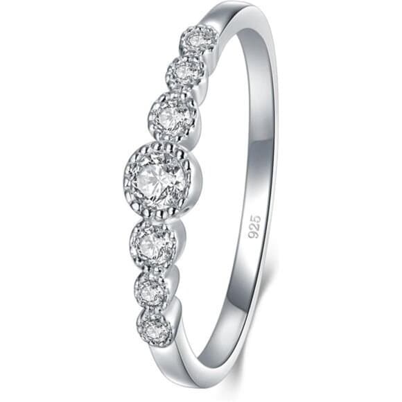 925 Sterling Silver Ring, Cubic Zirconia CZ Eternity Engagement Wedding - Thumbnail 5