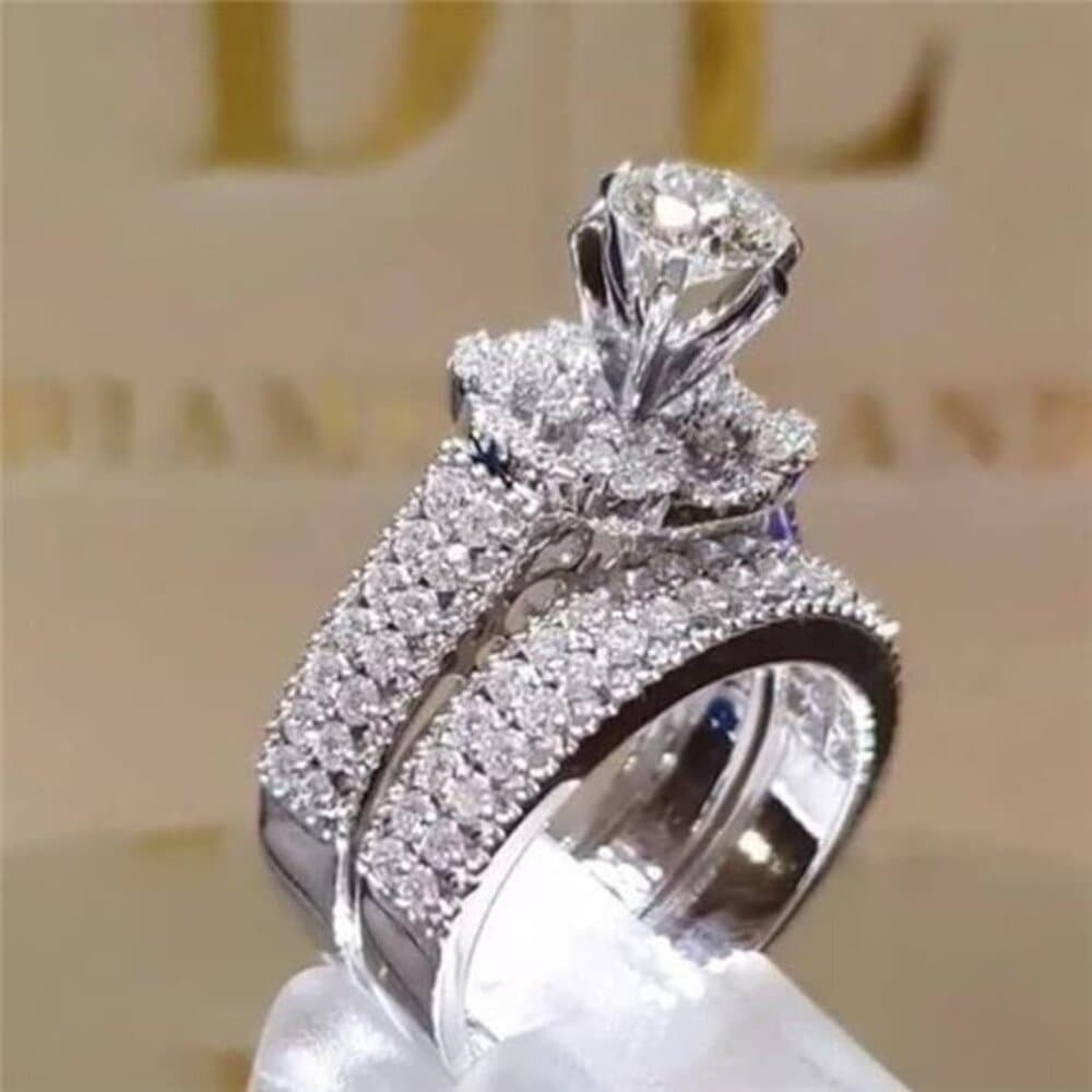 Promise Rings for Couples Jewelry Fashion 925 Sterling Silver Shiny Full - Thumbnail 6