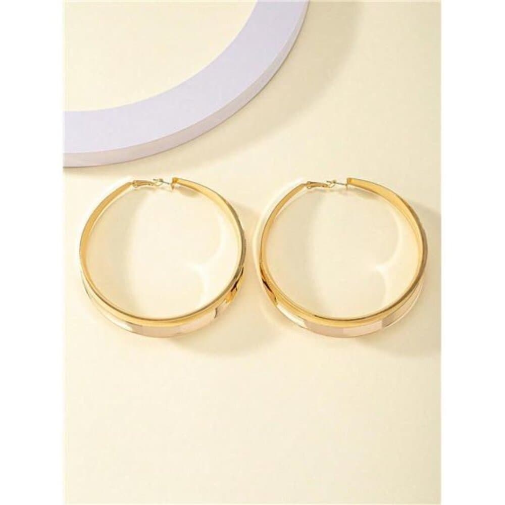 1 Pair Of Punk Oversized Wide Hoop Earrings For Women, Suitable For Party And - Thumbnail 13