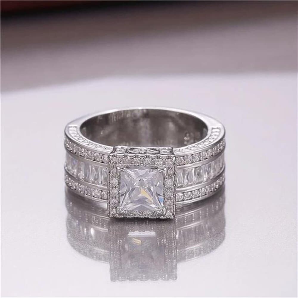 Beautiful Cubic Zirconia Square Ring, Fashionable Engagement - Thumbnail 5