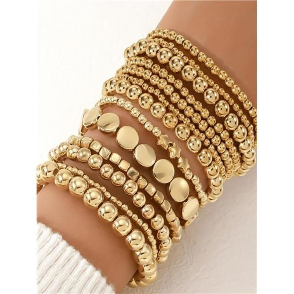 Boho Style Beaded Bracelet Set For Women, Minimalist Star & Round - Thumbnail 10