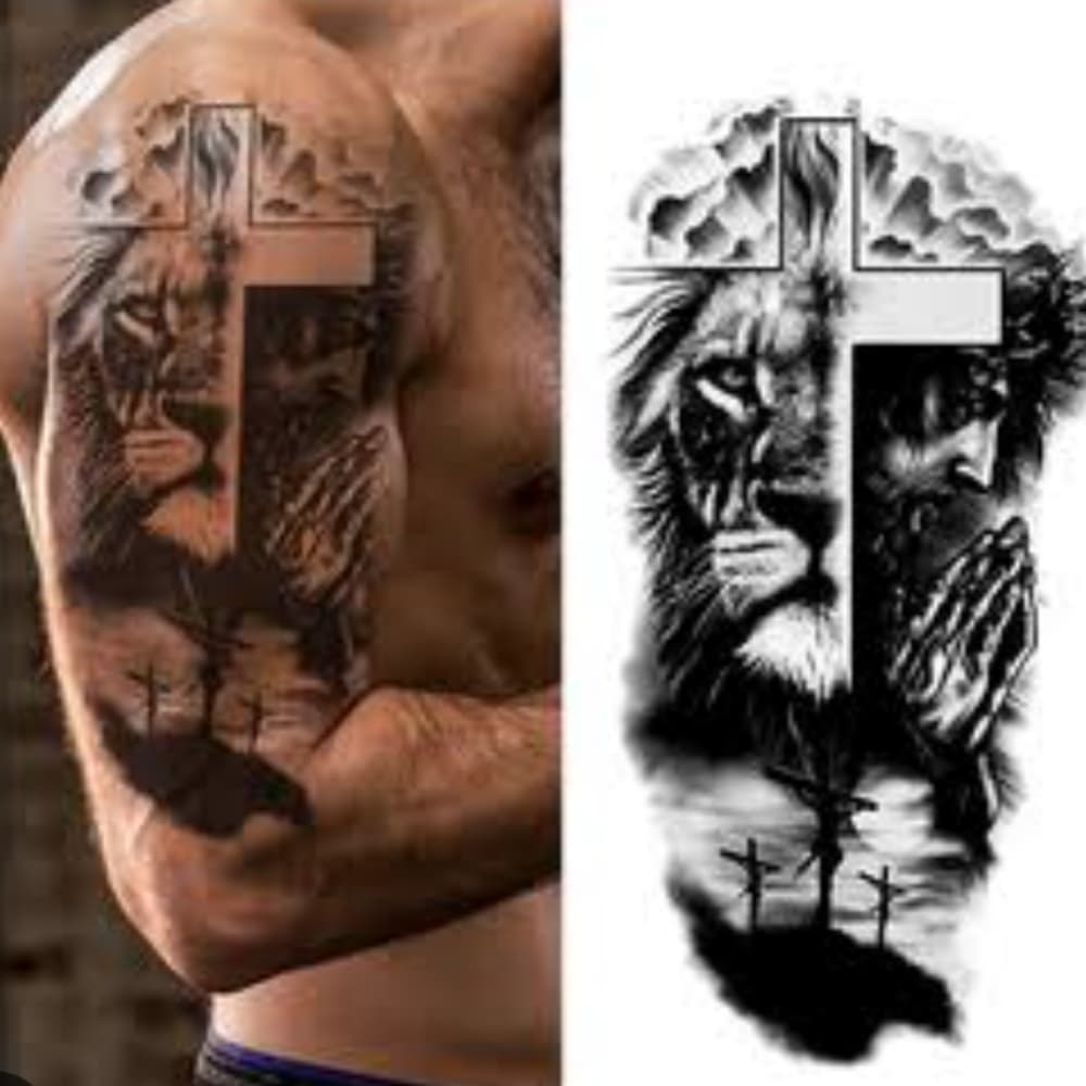 Lion Jesus Temporary Tattoo Waterproof - Thumbnail 3