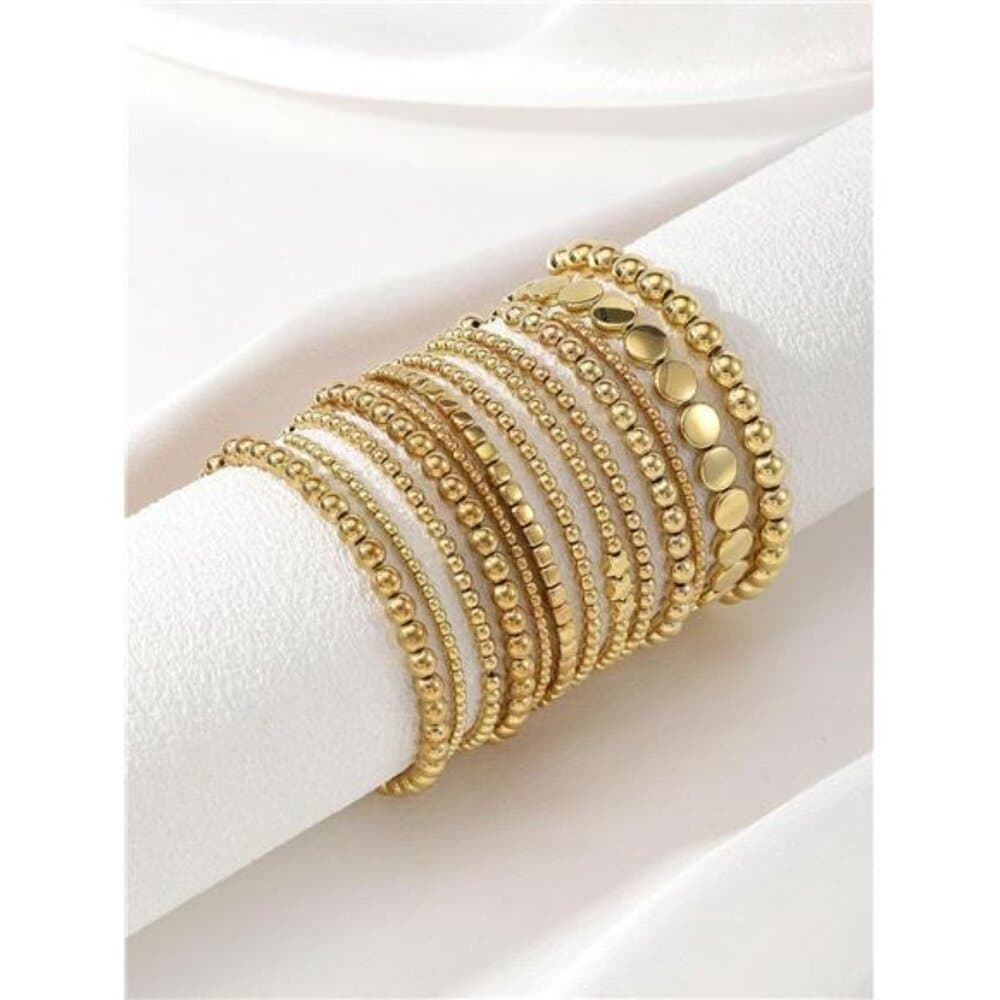 Boho Style Beaded Bracelet Set For Women, Minimalist Star & Round - Thumbnail 14