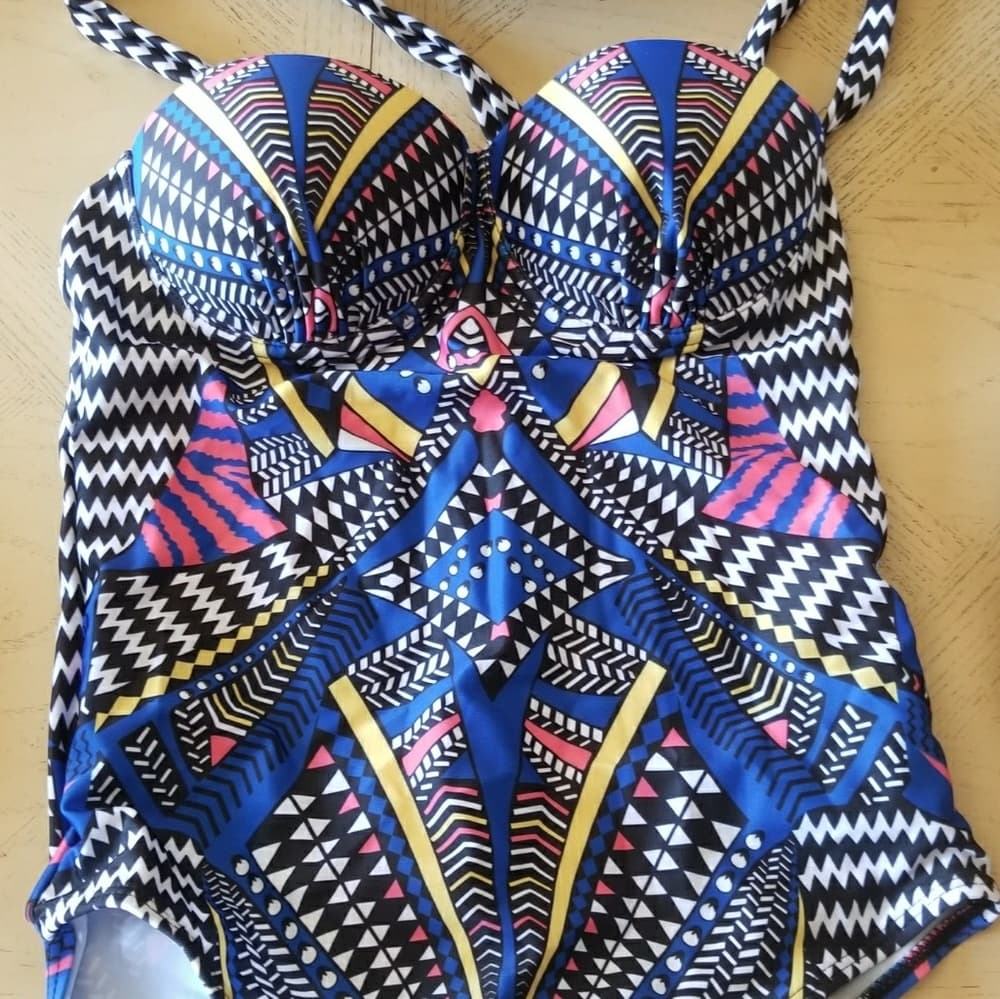 Swimwear Bathing Monokini Push Up Padded Bikini - Thumbnail 3