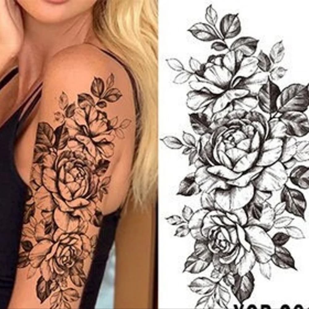 Rose Temporary Tattoo Waterproof - Thumbnail 4