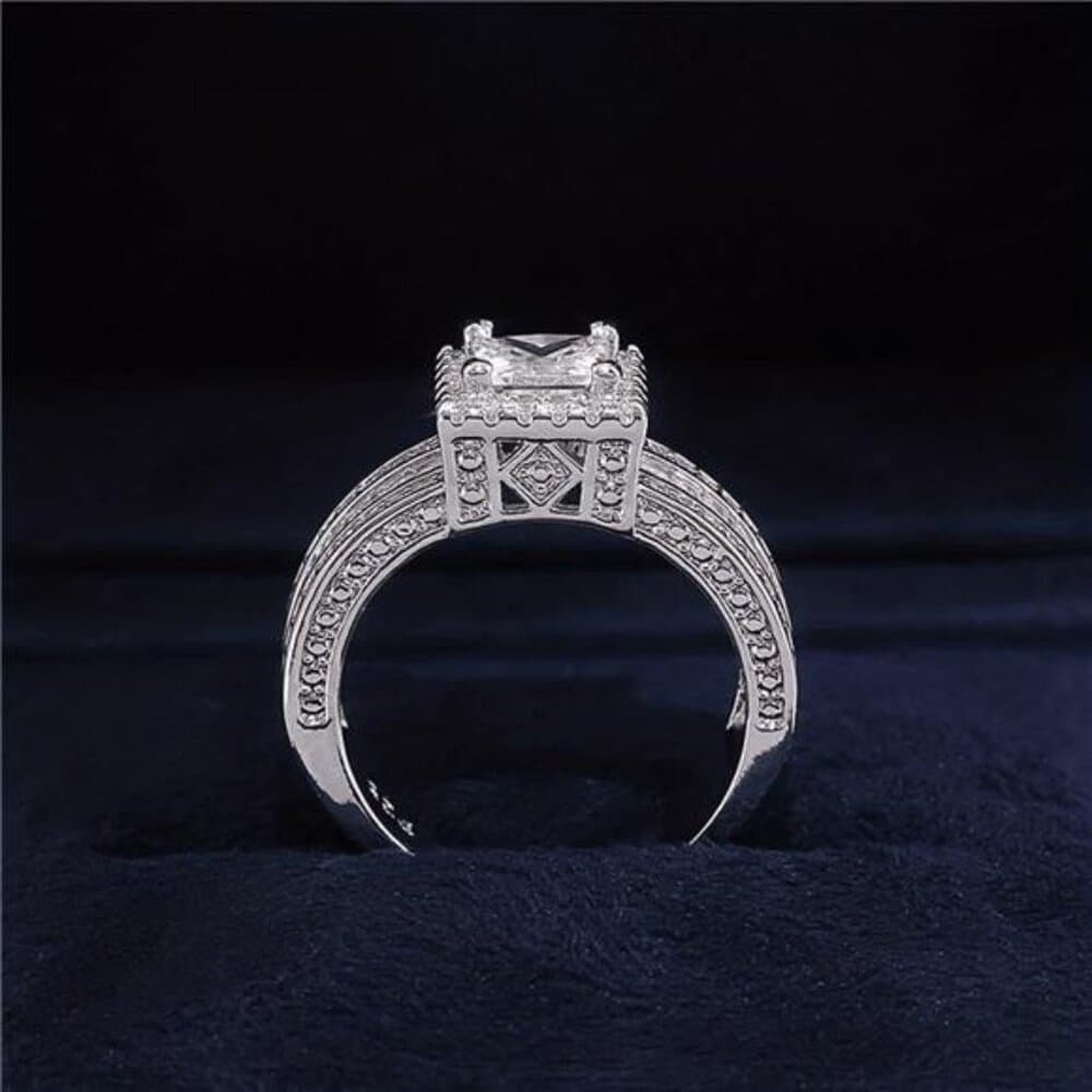 Beautiful Cubic Zirconia Square Ring, Fashionable Engagement - Thumbnail 4