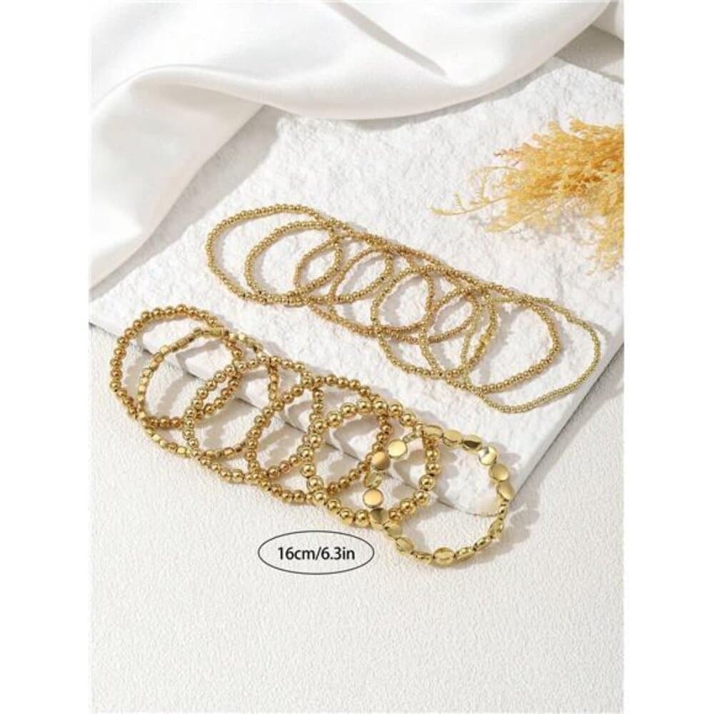 Boho Style Beaded Bracelet Set For Women, Minimalist Star & Round - Thumbnail 5