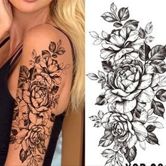 Rose Temporary Tattoo Waterproof - Thumbnail 5