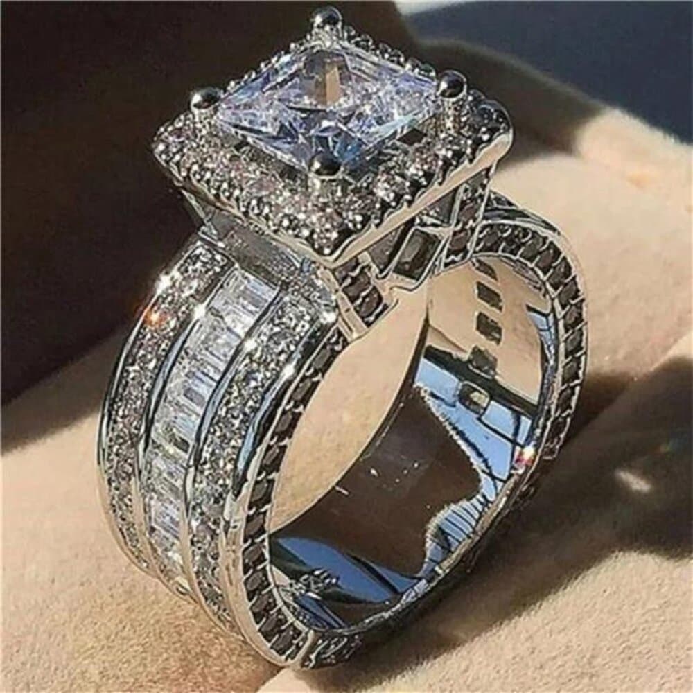 Beautiful Cubic Zirconia Square Ring, Fashionable Engagement - Thumbnail 11