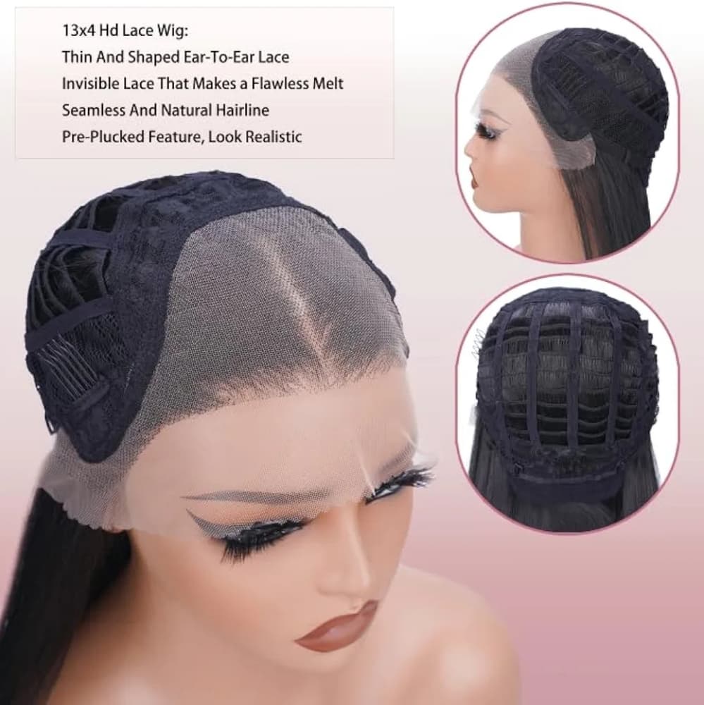 Black Straight Beauty Lace Front Wig - Thumbnail 10