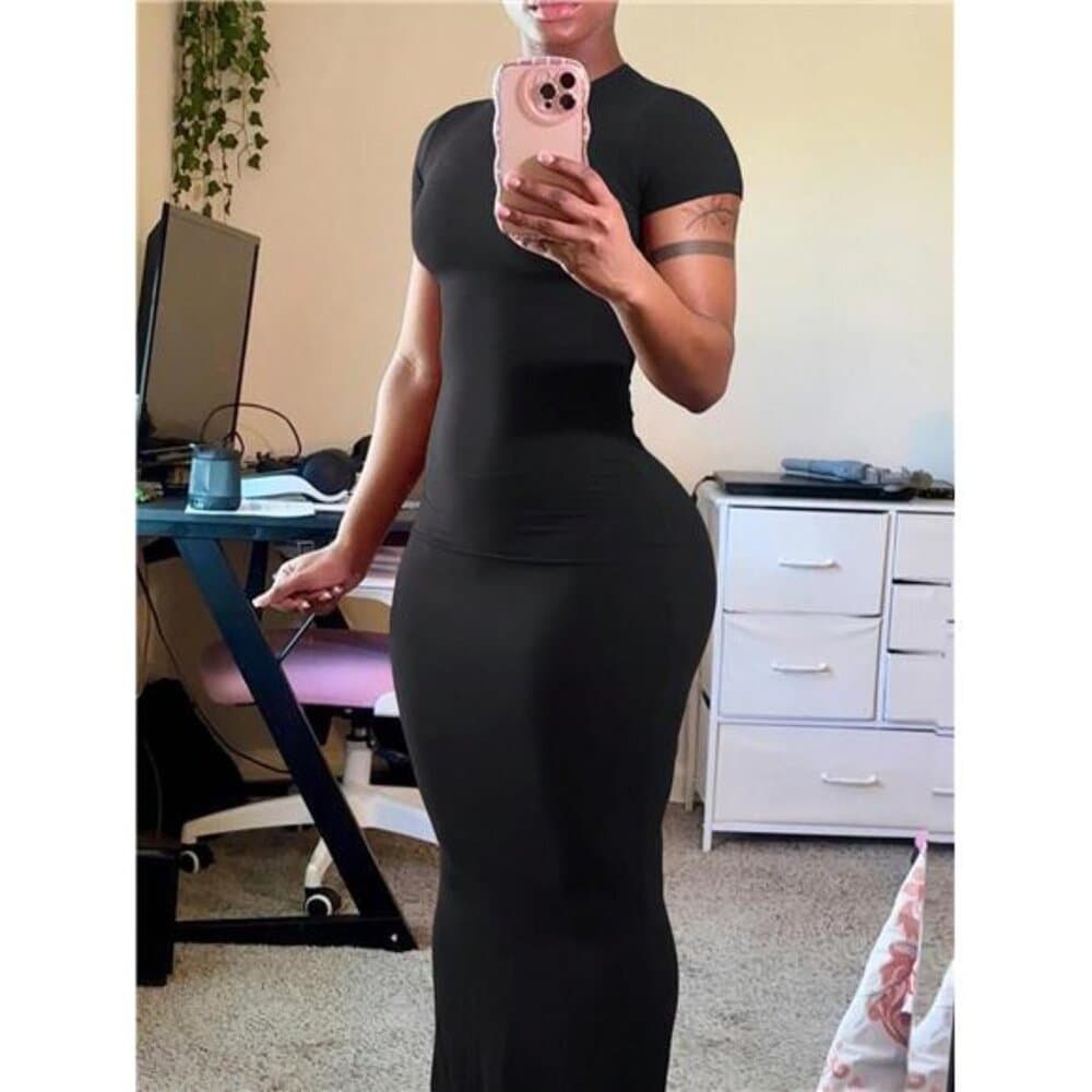 Solva Women SpringSummer Casual Solid Color Bodycon Dress - Thumbnail 3