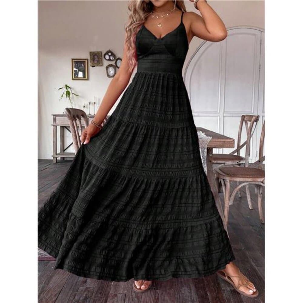 Elegant Bohemian Backless Strap Dress For Casual Vacation Maxi Women - Thumbnail 6
