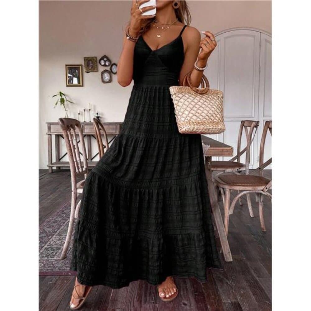 Elegant Bohemian Backless Strap Dress For Casual Vacation Maxi Women - Thumbnail 2