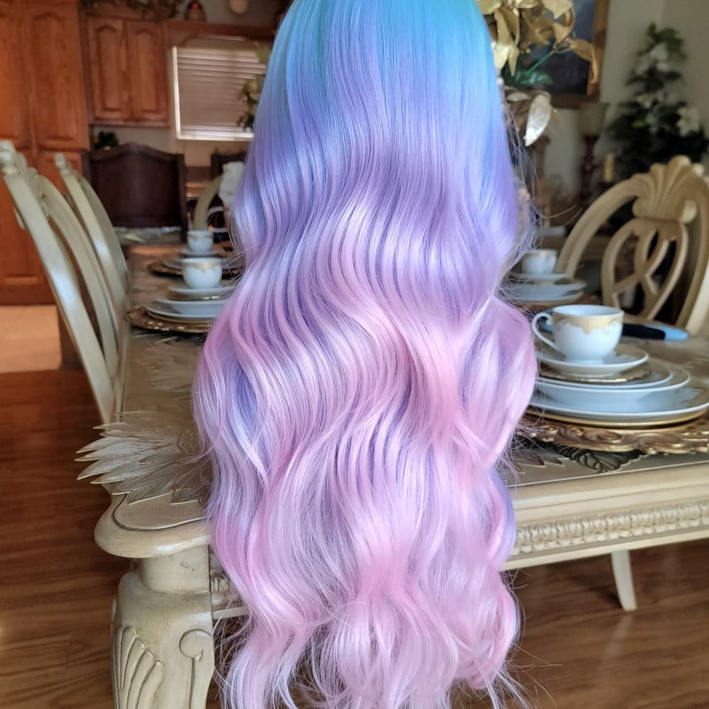 Pastel Blue and Pink Ombre Wig - Thumbnail 3
