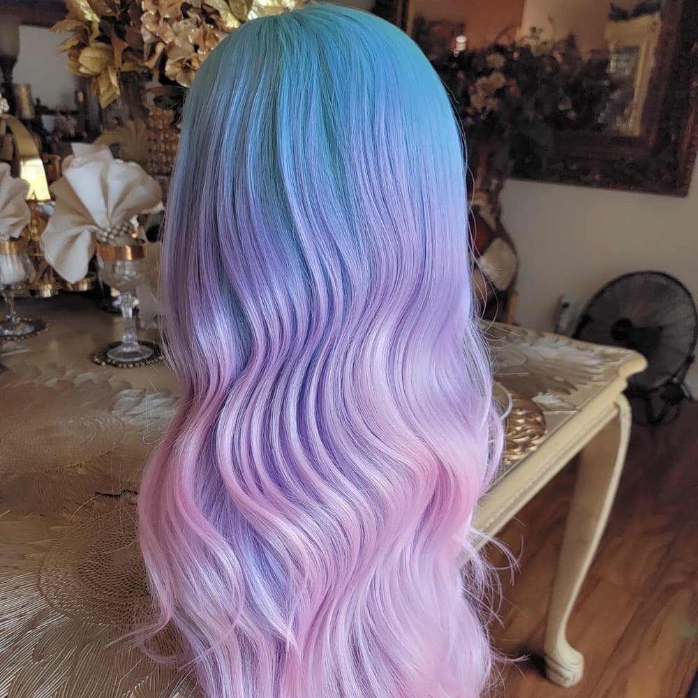 Pastel Blue and Pink Ombre Wig - Thumbnail 10