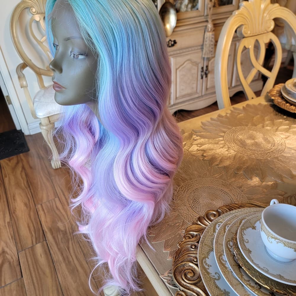 Pastel Blue and Pink Ombre Wig - Thumbnail 5