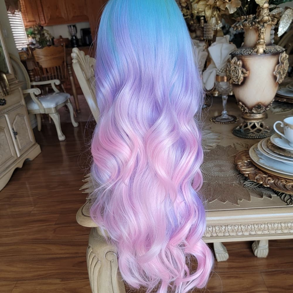 Pastel Blue and Pink Ombre Wig - Thumbnail 9
