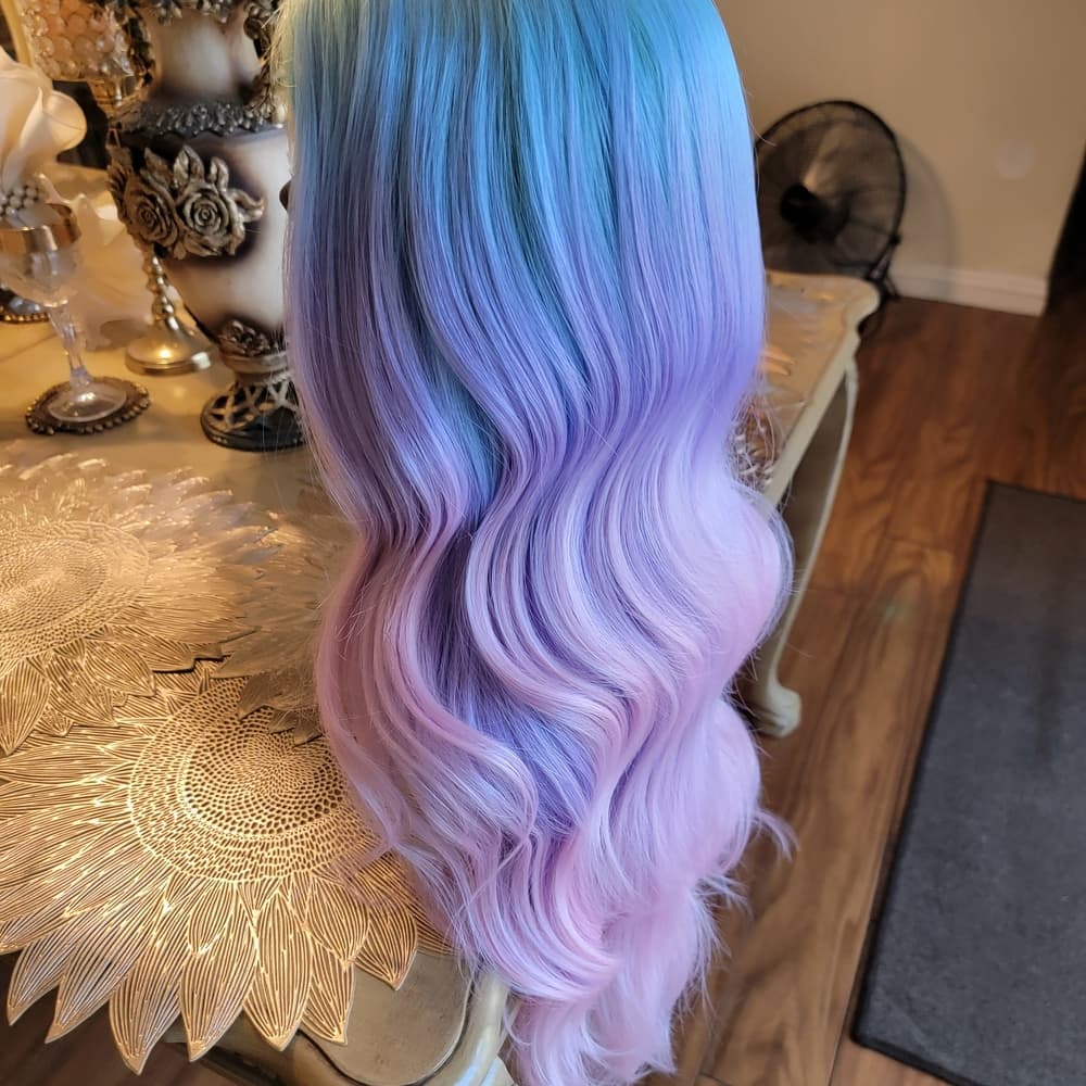 Pastel Blue and Pink Ombre Wig - Thumbnail 4