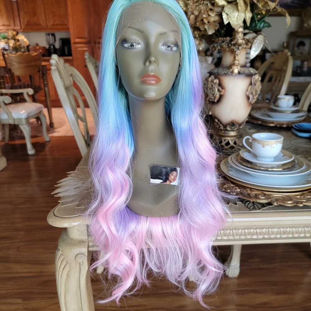 Pastel Blue and Pink Ombre Wig - Thumbnail 2