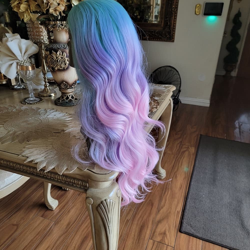 Pastel Blue and Pink Ombre Wig - Thumbnail 8
