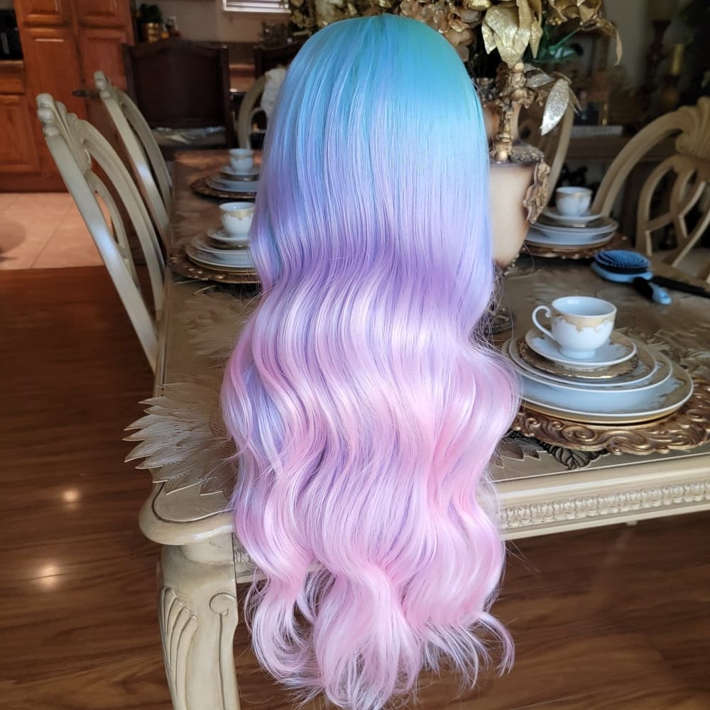 Pastel Blue and Pink Ombre Wig