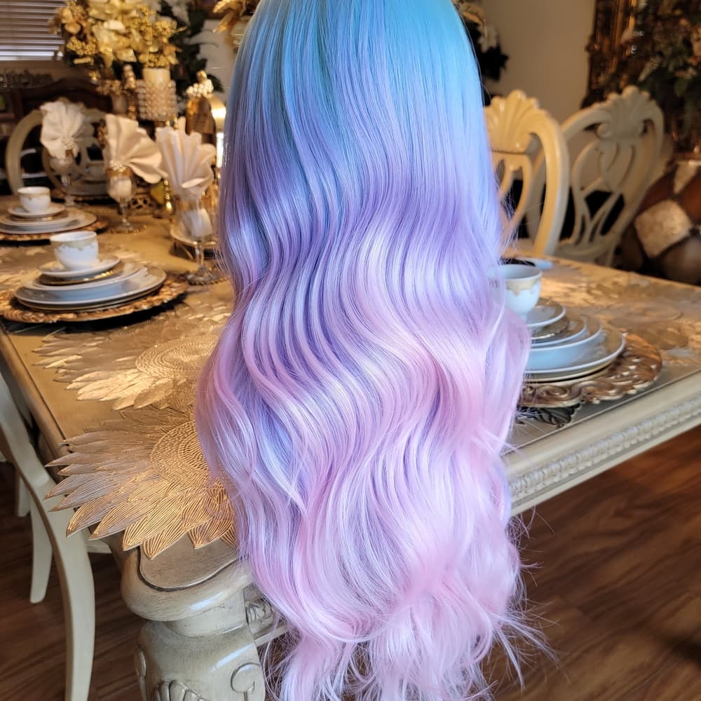 Pastel Blue and Pink Ombre Wig - Thumbnail 7