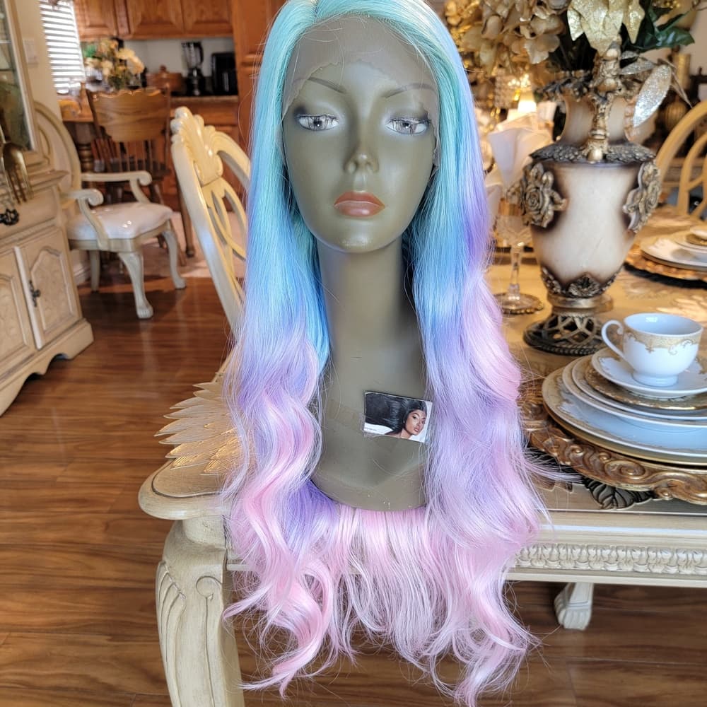 Pastel Blue and Pink Ombre Wig - Thumbnail 11