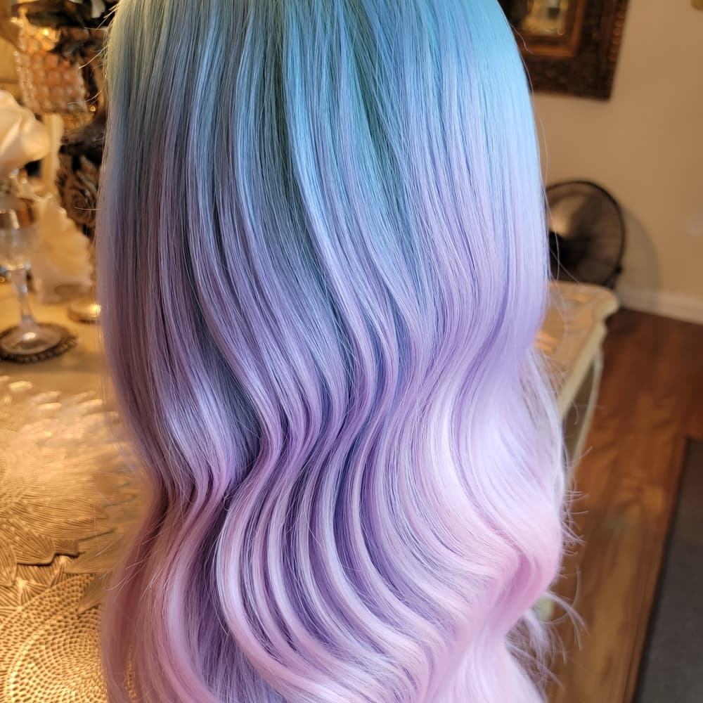 Pastel Blue and Pink Ombre Wig - Thumbnail 6